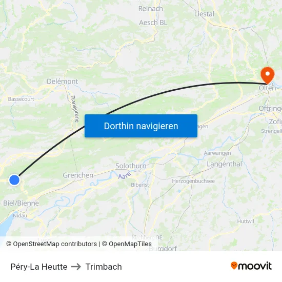 Péry-La Heutte to Trimbach map
