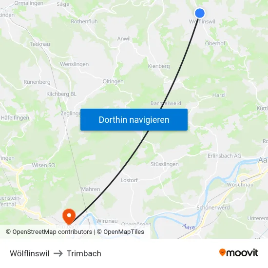 Wölflinswil to Trimbach map