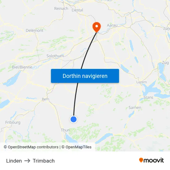 Linden to Trimbach map