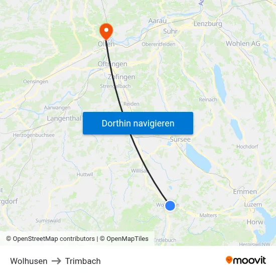 Wolhusen to Trimbach map
