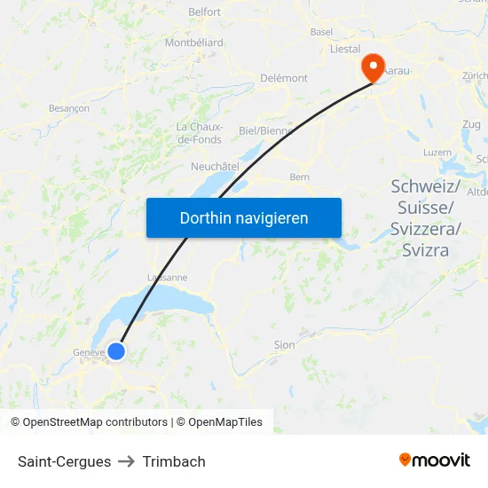 Saint-Cergues to Trimbach map