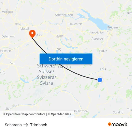 Scharans to Trimbach map