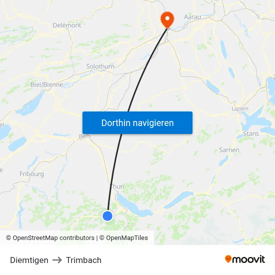 Diemtigen to Trimbach map