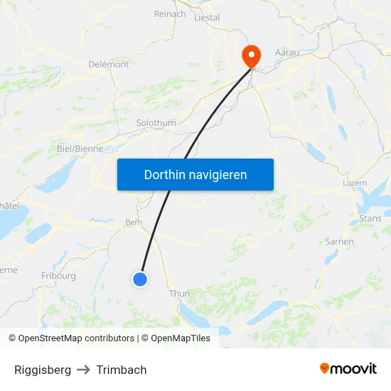 Riggisberg to Trimbach map