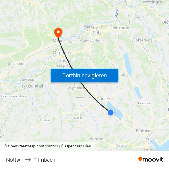 Nottwil to Trimbach map