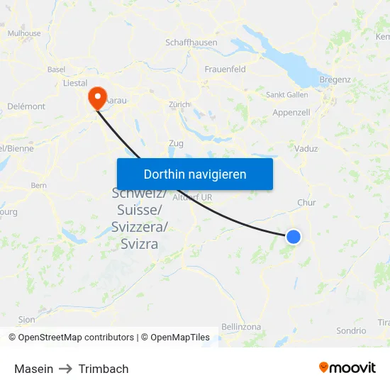 Masein to Trimbach map