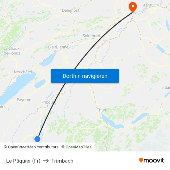 Le Pâquier (Fr) to Trimbach map