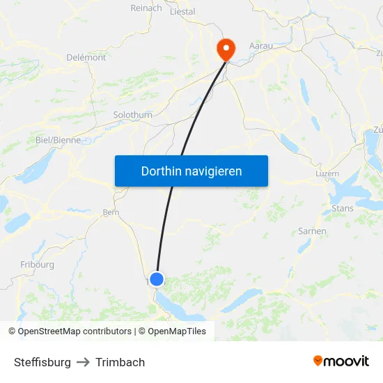 Steffisburg to Trimbach map