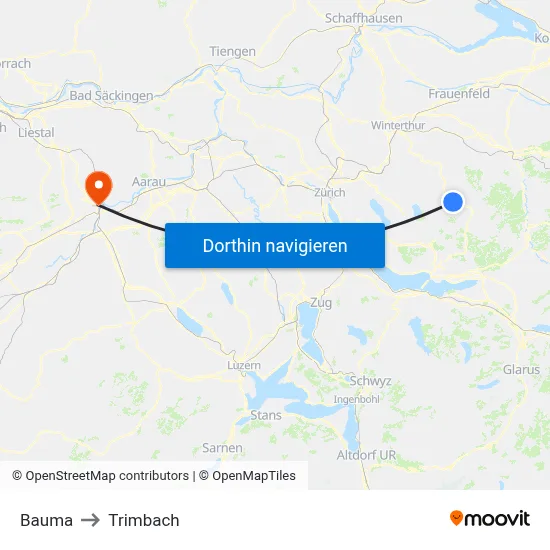 Bauma to Trimbach map