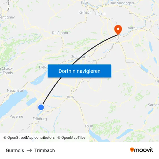 Gurmels to Trimbach map