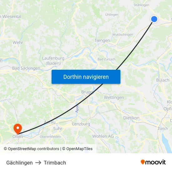 Gächlingen to Trimbach map