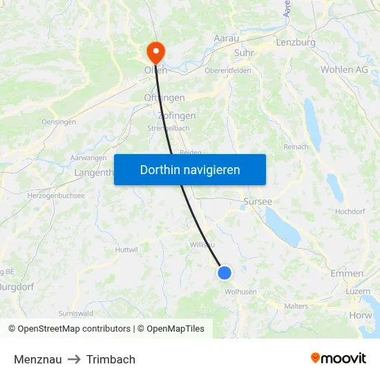 Menznau to Trimbach map
