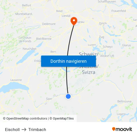 Eischoll to Trimbach map