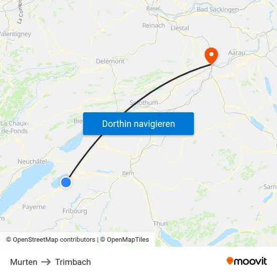 Murten to Trimbach map