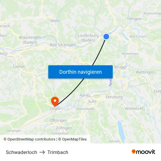 Schwaderloch to Trimbach map