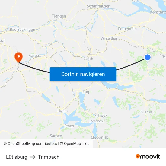 Lütisburg to Trimbach map