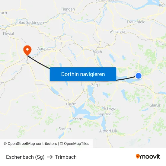 Eschenbach (Sg) to Trimbach map