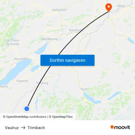 Vaulruz to Trimbach map