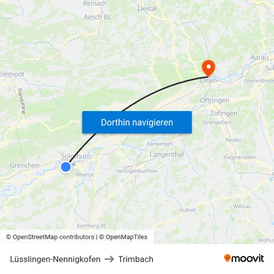 Lüsslingen-Nennigkofen to Trimbach map
