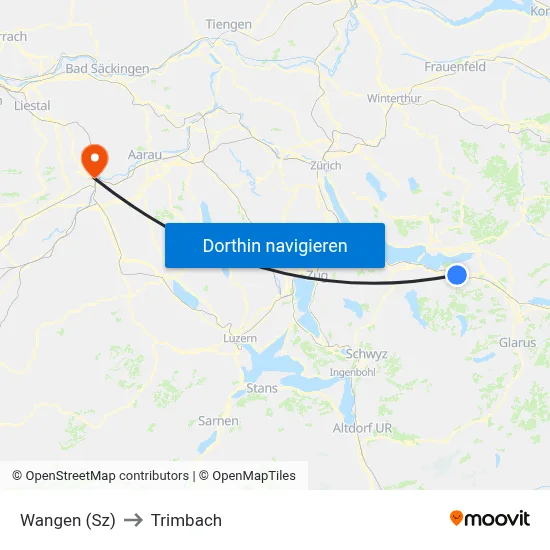 Wangen (Sz) to Trimbach map
