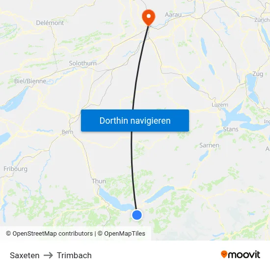 Saxeten to Trimbach map