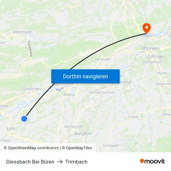 Diessbach Bei Büren to Trimbach map