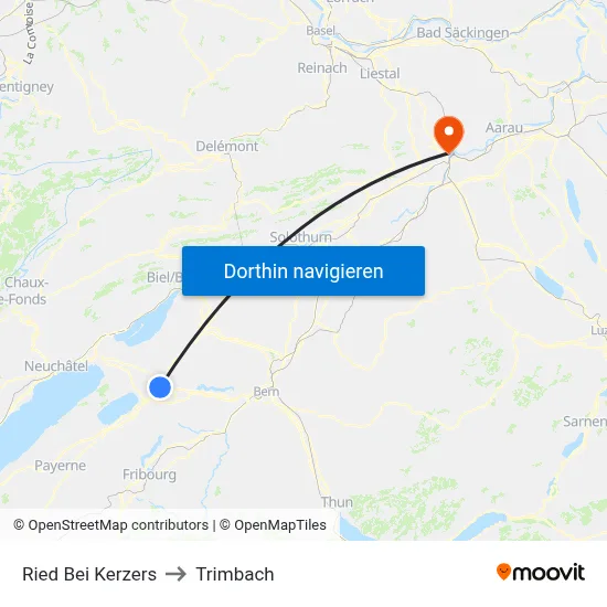 Ried Bei Kerzers to Trimbach map