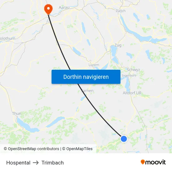 Hospental to Trimbach map