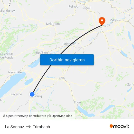 La Sonnaz to Trimbach map