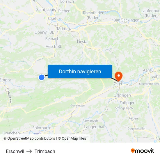 Erschwil to Trimbach map