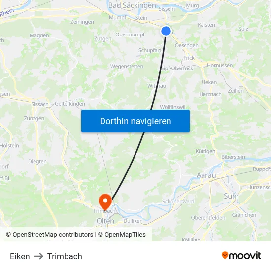 Eiken to Trimbach map