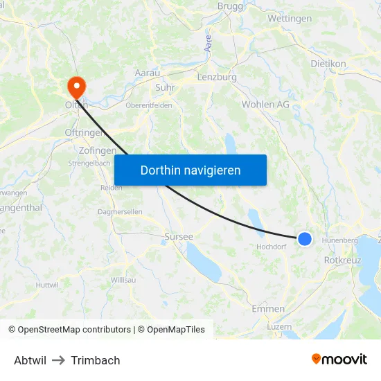 Abtwil to Trimbach map