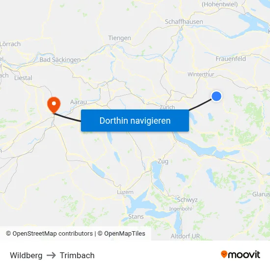 Wildberg to Trimbach map