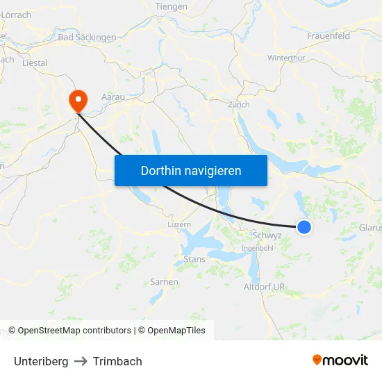 Unteriberg to Trimbach map