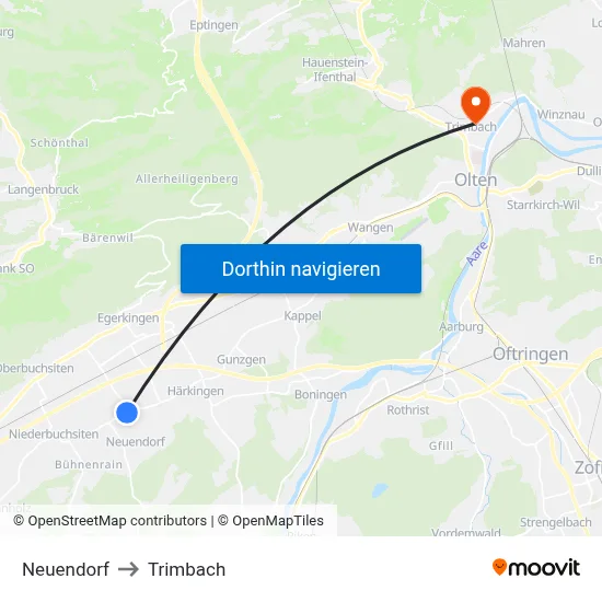Neuendorf to Trimbach map