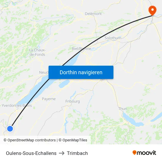 Oulens-Sous-Echallens to Trimbach map