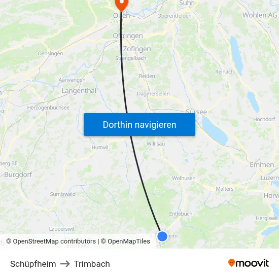 Schüpfheim to Trimbach map