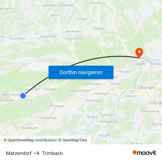 Matzendorf to Trimbach map