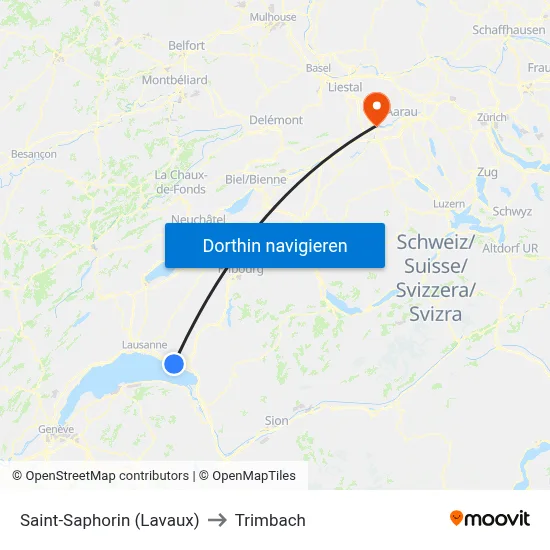 Saint-Saphorin (Lavaux) to Trimbach map