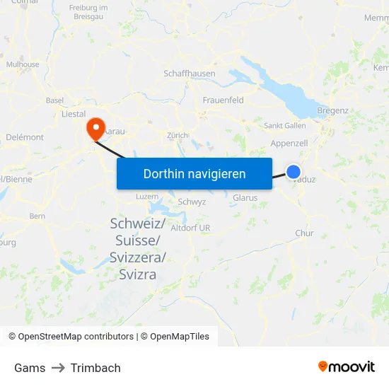 Gams to Trimbach map