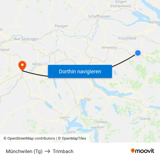 Münchwilen (Tg) to Trimbach map