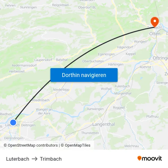 Luterbach to Trimbach map