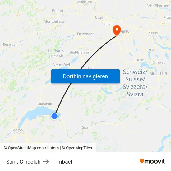 Saint-Gingolph to Trimbach map