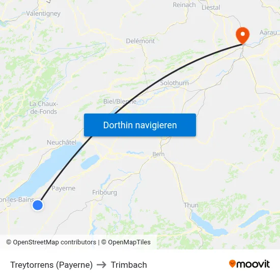 Treytorrens (Payerne) to Trimbach map