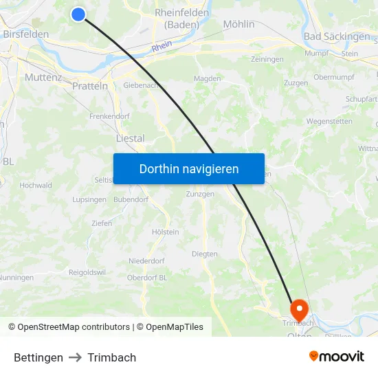Bettingen to Trimbach map