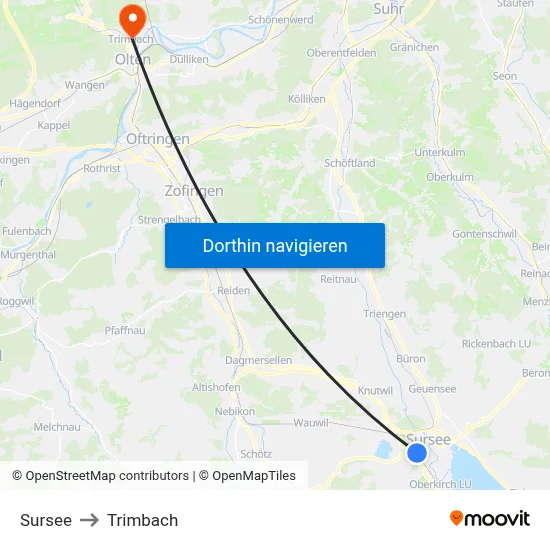 Sursee to Trimbach map