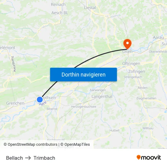 Bellach to Trimbach map