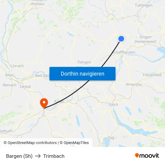 Bargen (Sh) to Trimbach map