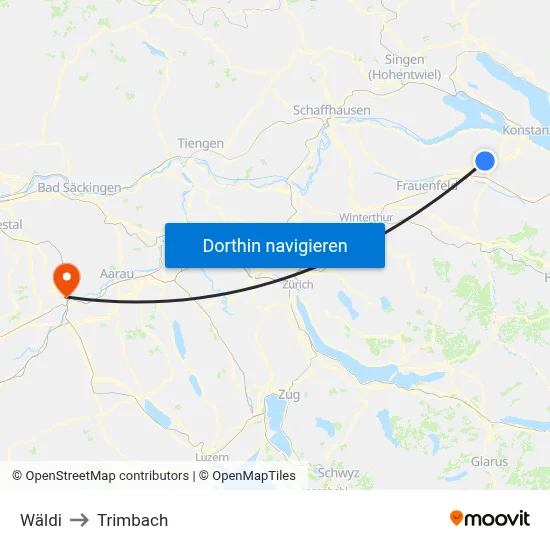 Wäldi to Trimbach map