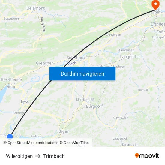Wileroltigen to Trimbach map